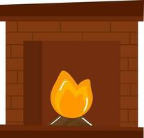 Isolated Brown Fire Place Element in Flat Style. vector