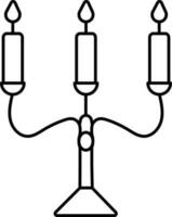 Burning Candelabrum Icon In Black Thin Line Art. vector