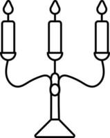 Burning Candelabrum Icon In Black Thin Line Art. vector