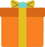 Flat Style Orange Gift Box Icon. vector