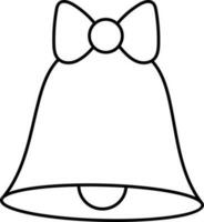 Bow Ribbon With Bell Icon In Black Linear Style. vector