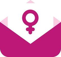 Pink Female Message Letter Icon Or Symbol. vector