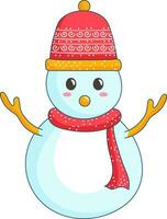 Cute Snowman Character Element In Flat Style. vector