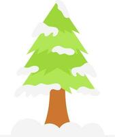 Snow Cover Christmas Tree Icon In Green Color. vector