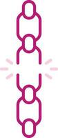 Broken Chain Fat Icon In Pink Color. vector