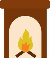 Illustration of Brown Fire Place Icon In Flat Style. vector