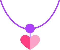 corazón forma colgante collar icono en rosado color. vector