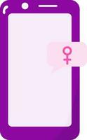 Purple Female Chat Symbol In Smartphone Screen Icon. vector