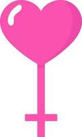 Isolated Heart With Female Gender Symbol Or Icon In Pink Color. vector