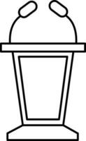 Two Mic Podium Icon In Black Thin Line Art. vector