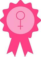 Female Symbol Medal Icon In Pink Color Flat Style. vector