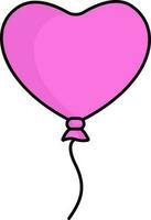 Pink Heart Balloon Icon In Flat Style. vector
