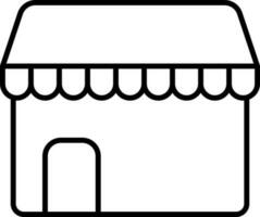 Black Outline Shop Building Icon Or Symbol. vector