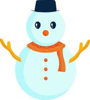 Cute Snowman Character Element In Cyan Color. vector