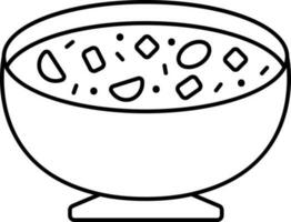Thin Line Art Illustration Of Soup Bowl Icon. vector