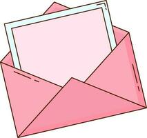 Pink And Blue Blank Card With Envelope Icon In Flat Style. vector