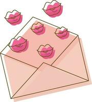 Open Flying Kiss Envelope Icon In Pink And Peach Color. vector