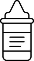 Dropper Bottle Icon In Black Thin Line Art. vector