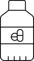 Medicine Bottle Icon In Black Thin Line. vector