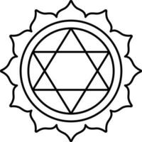 Illustration Of Anahata Symbol Icon In Thin Line Art. vector