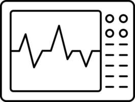 ECG Machine Black Thin Line Art Icon. vector