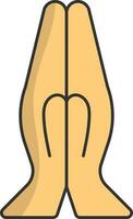 Illustration Of Hand Gesture Namastey Symbol Icon In Flat Style. vector