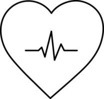 Isolated Heart With Pulse Line Icon In Line Art. vector