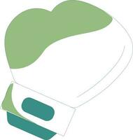 Green And White Boxing Glove Icon In Flat Style. vector