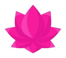 Isolated Sticker Of Lotus Flower In Pink Color. vector