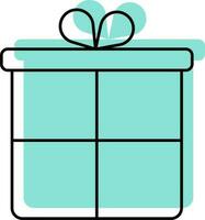 Isolated Gift Box Doodle Icon In Turquoise Color. vector