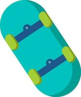 Flat Vector Illustration Of Turquoise Skating Board.