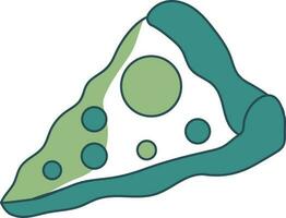 Isolated Pizza Slice Flat Icon In Green And White Color. vector