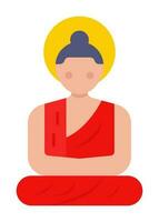 Illustration Of Yoga Pose Character Sticker In Red Color. vector