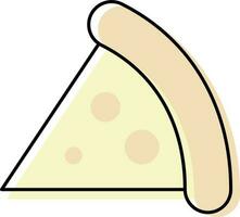 Isolated Pizza Slice Flat Icon In Yellow Color. vector