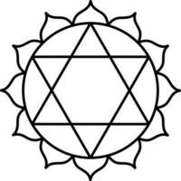 Illustration Of Anahata Symbol Icon In Thin Line Art. vector
