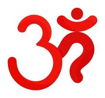 Isolated Om Sticker Or Symbol In Red Color. vector