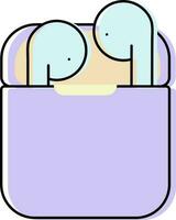 Earpod Box Flat Icon In Purple Color. vector