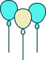 Turquoise And Yellow Fly Balloons Icon. vector