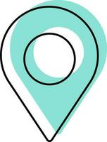 Black And Turquoise Map Pin Icon In Doodle Style. vector