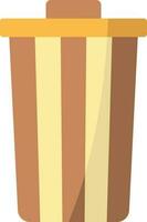 Yellow And Brown Dustbin Icon In Flat Style. vector