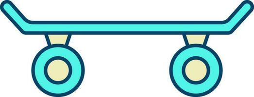 Turquoise Skateboard Icon In Flat Style. vector