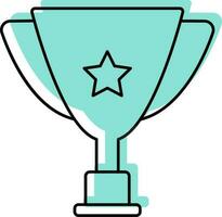 Isolated Trophy Cup Icon In Turquoise And Black Color. vector