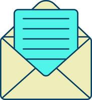 Letter Envelope Yellow And Turquoise Icon. vector