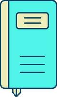 Flat Style Book Yellow And Turquoise Icon. vector