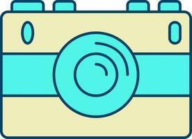 Isolated Camera Yellow And Turquoise Icon In Flat Style. vector