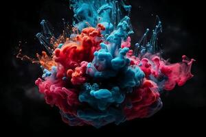 Paint drop. Ink water. Explosion smoke. photo