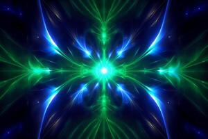Lazer light fractals, royal blue and green. photo