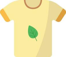 Isolated Leaf Print T-shirt Icon In Yellow And Green Color. vector