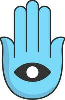 Isolated Blue Hamsa Icon In Flat Style. vector