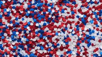 Festive red white and blue 4th July party celebration confetti background. photo